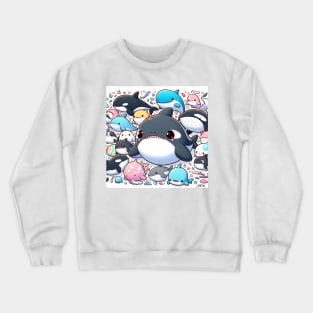 the march of the sea ecopop with whales, sharks and dolphins Crewneck Sweatshirt